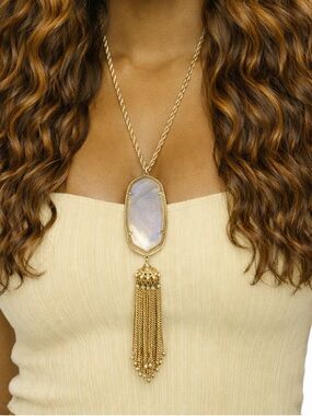 Kendra Scott mother of pearl Rayne Elegant Gold and White Pendant Necklace
